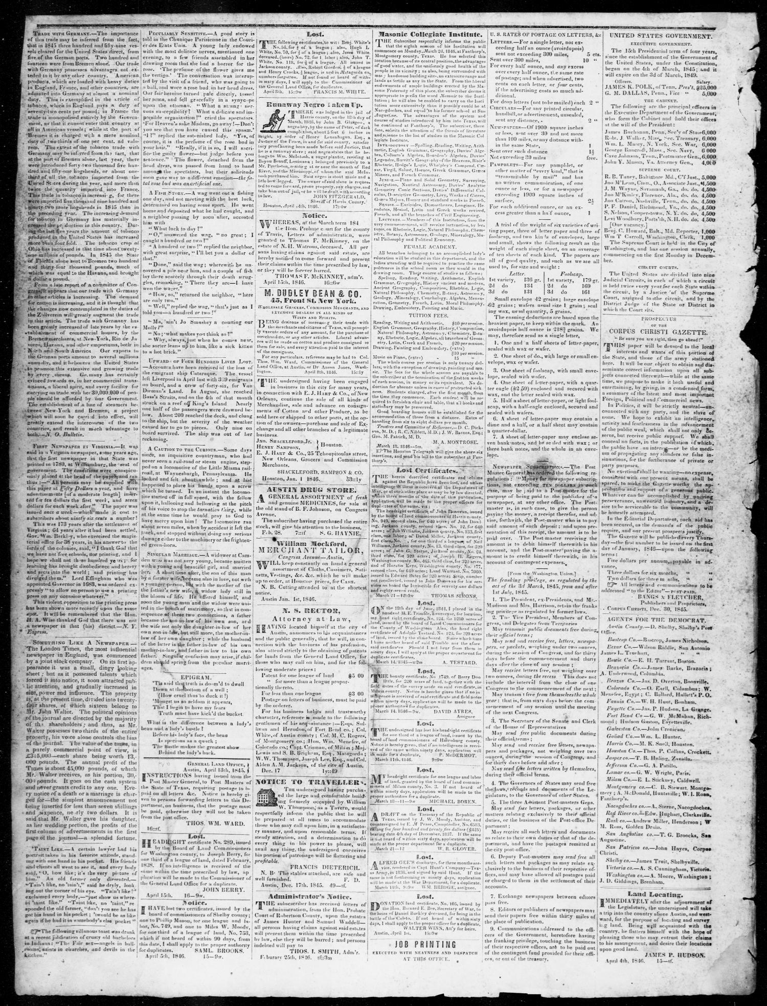 The Texas Democrat (Austin, Tex.), Vol. 1, No. 20, Ed. 1, Wednesday, May 20, 1846
                                                
                                                    [Sequence #]: 4 of 4
                                                