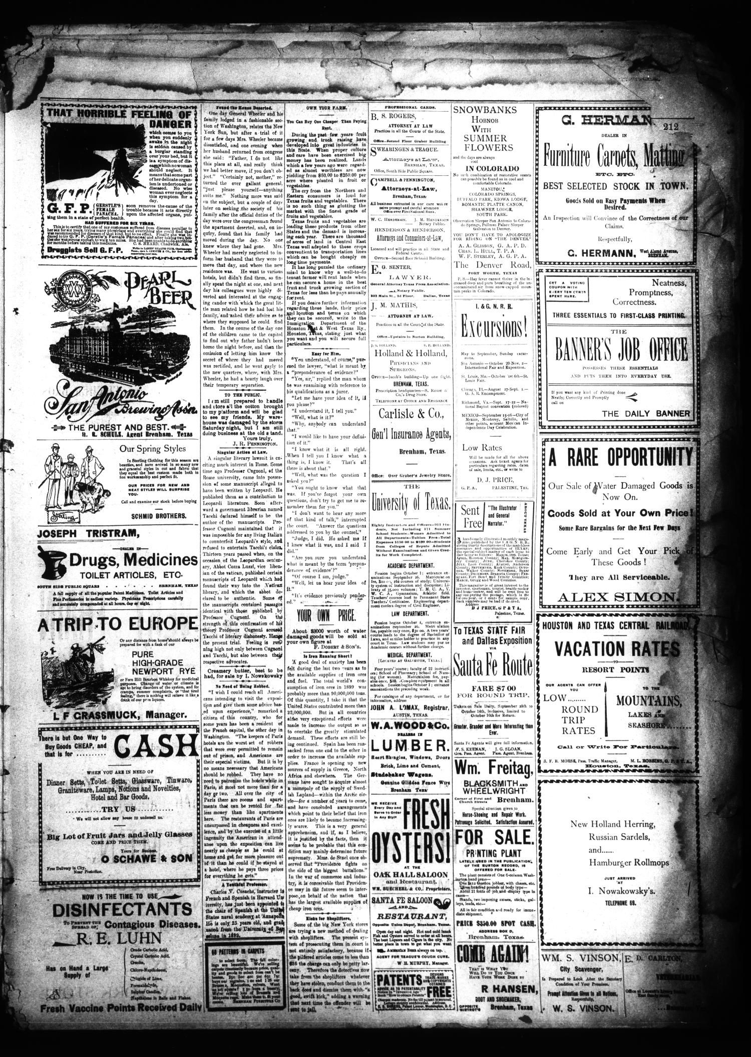Brenham Daily Banner. (Brenham, Tex.), Vol. 25, No. 211, Ed. 1 Thursday, September 13, 1900
                                                
                                                    [Sequence #]: 3 of 4
                                                
