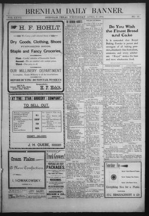Brenham Daily Banner. (Brenham, Tex.), Vol. 27, No. 33, Ed. 1 Wednesday, April 9, 1902