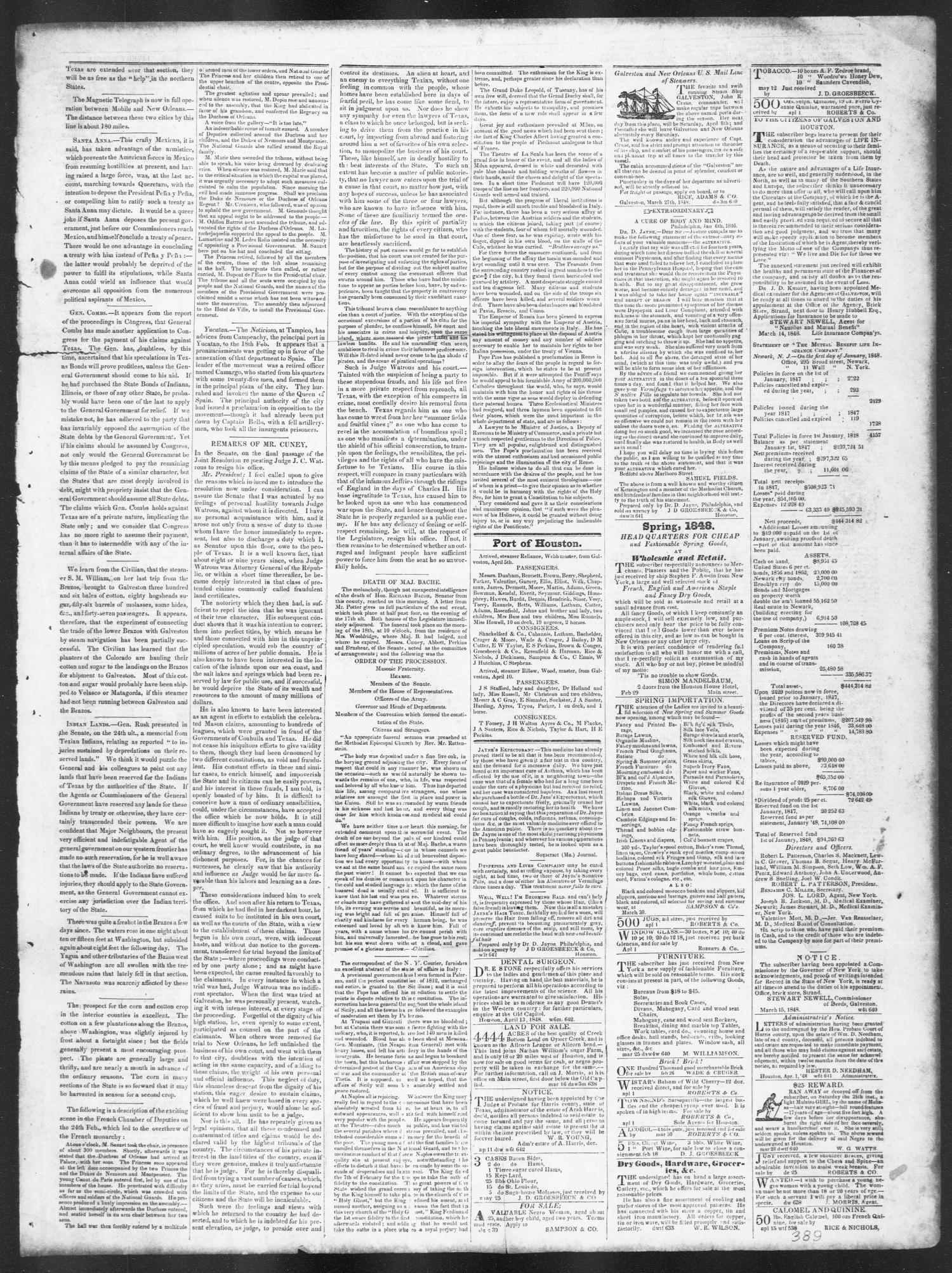 Democratic Telegraph and Texas Register (Houston, Tex.), Vol. 13, No. 15, Ed. 1, Thursday, April 13, 1848
                                                
                                                    [Sequence #]: 3 of 4
                                                
