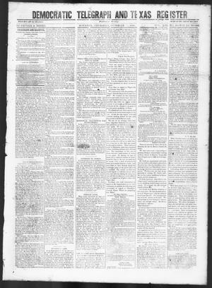 Primary view of object titled 'Democratic Telegraph and Texas Register (Houston, Tex.), Vol. 13, No. 41, Ed. 1, Thursday, October 12, 1848'.