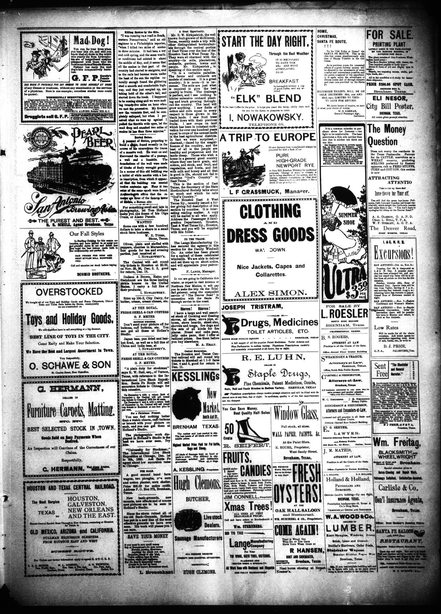 Brenham Daily Banner. (Brenham, Tex.), Vol. 25, No. 276, Ed. 1 Wednesday, November 28, 1900
                                                
                                                    [Sequence #]: 3 of 4
                                                