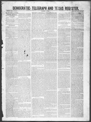 Primary view of object titled 'Democratic Telegraph and Texas Register (Houston, Tex.), Vol. 14, No. 38, Ed. 1, Thursday, September 20, 1849'.