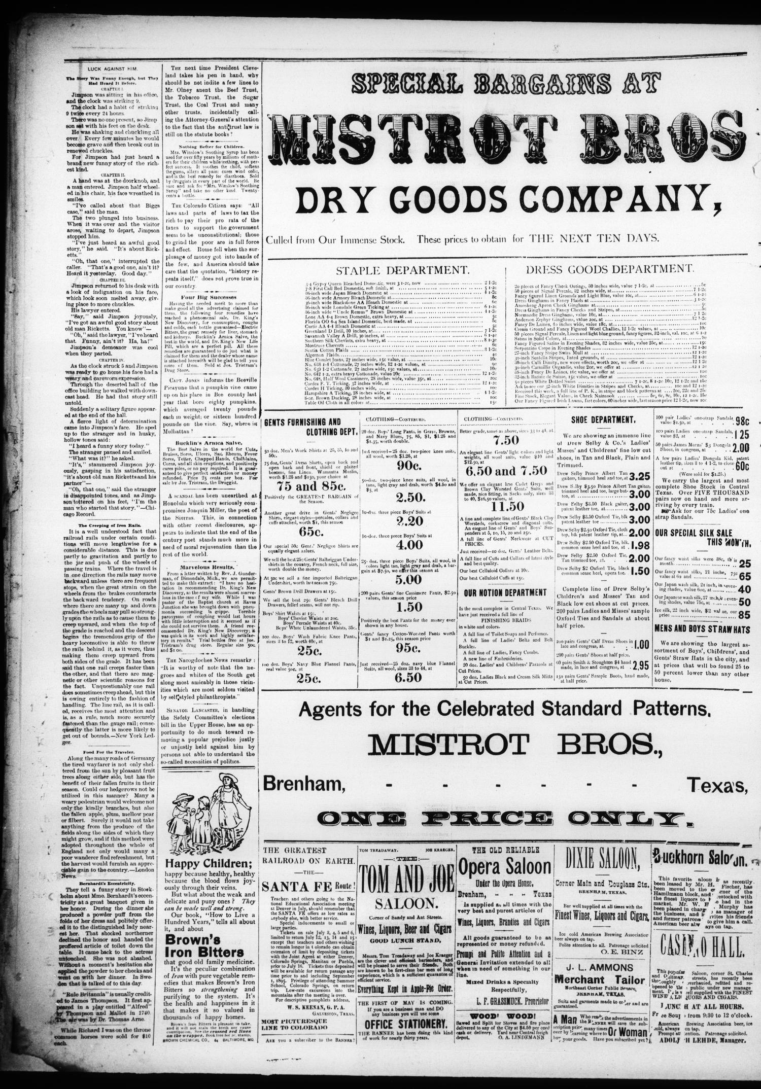 Brenham Daily Banner. (Brenham, Tex.), Vol. 20, No. 101, Ed. 1 Saturday, April 27, 1895
                                                
                                                    [Sequence #]: 4 of 4
                                                