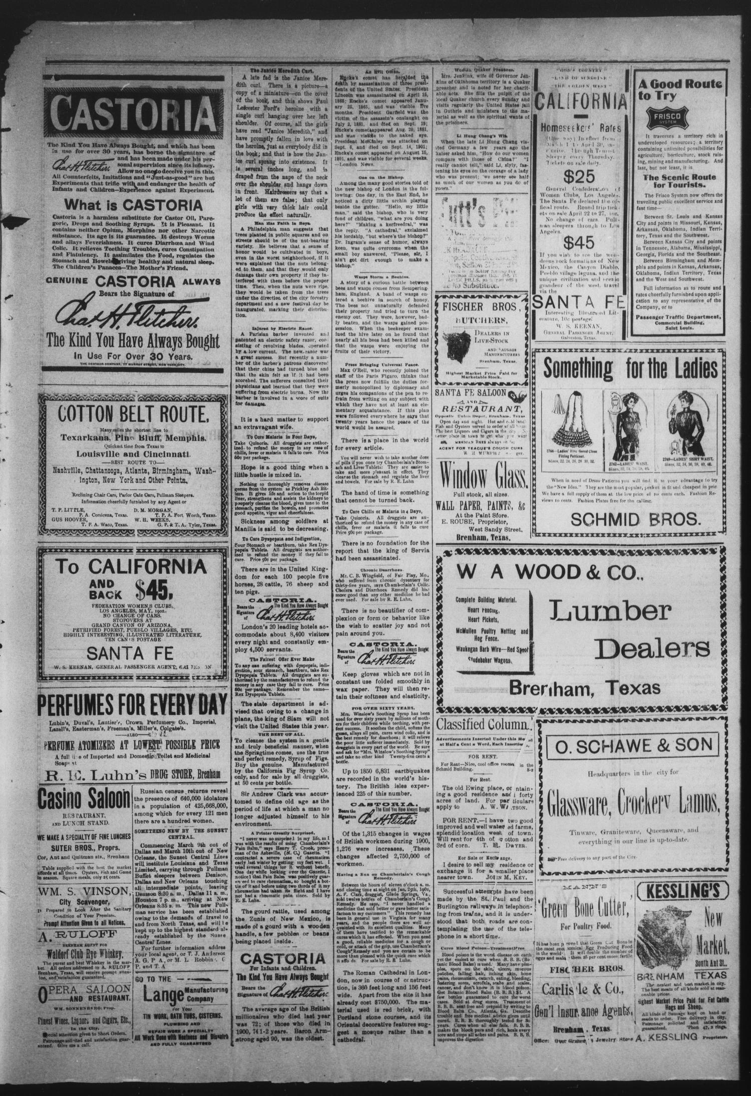 Brenham Daily Banner. (Brenham, Tex.), Vol. 27, No. 8, Ed. 1 Tuesday, March 11, 1902
                                                
                                                    [Sequence #]: 3 of 4
                                                