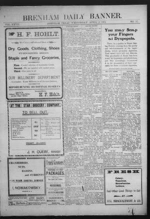 Brenham Daily Banner. (Brenham, Tex.), Vol. 27, No. 27, Ed. 1 Wednesday, April 2, 1902