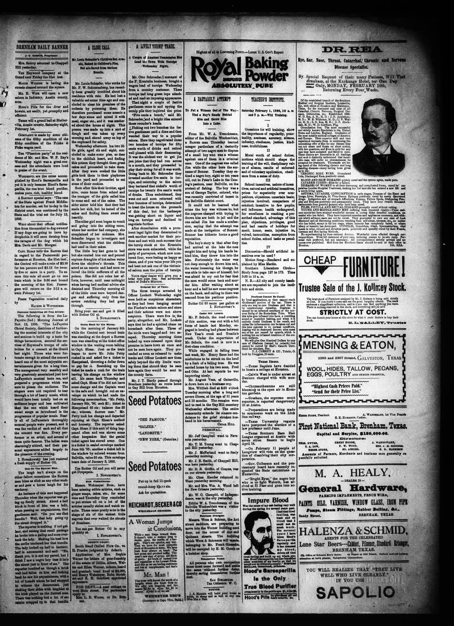 Brenham Daily Banner. (Brenham, Tex.), Vol. 21, No. 23, Ed. 1 Friday, January 24, 1896
                                                
                                                    [Sequence #]: 3 of 4
                                                