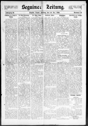 Seguiner Zeitung. (Seguin, Tex.), Vol. 30, No. 16, Ed. 1 Friday, December 10, 1920