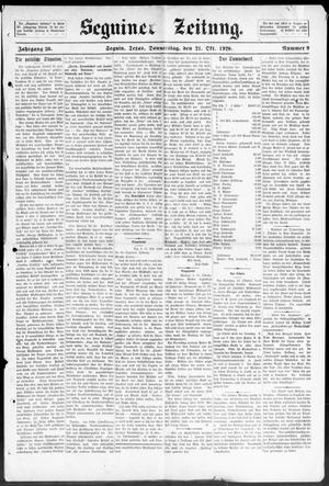 Seguiner Zeitung. (Seguin, Tex.), Vol. 30, No. 9, Ed. 1 Thursday, October 21, 1920