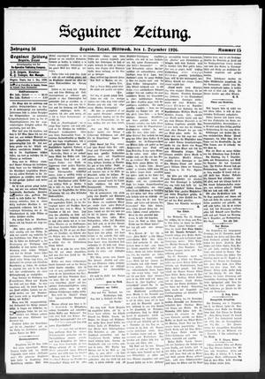 Seguiner Zeitung. (Seguin, Tex.), Vol. 36, No. 15, Ed. 1 Wednesday, December 1, 1926