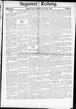 Seguiner Zeitung. (Seguin, Tex.), Vol. 32, No. 5, Ed. 1 Friday, September 29, 1922