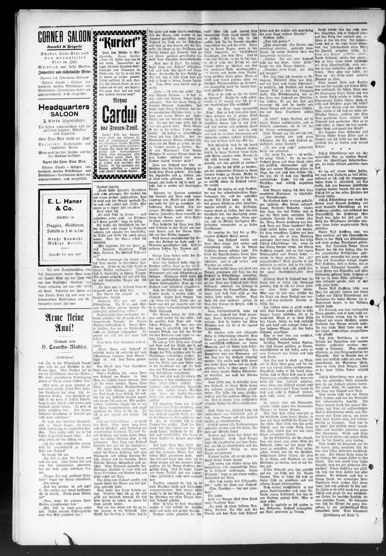Seguiner Zeitung. (Seguin, Tex.), Vol. 25, No. 40, Ed. 1 Thursday, May 27, 1915
                                                
                                                    [Sequence #]: 2 of 8
                                                