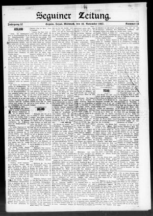 Seguiner Zeitung. (Seguin, Tex.), Vol. 37, No. 13, Ed. 1 Wednesday, November 16, 1927