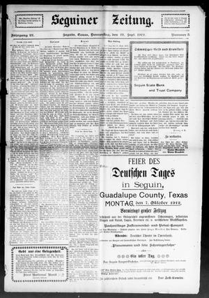 Seguiner Zeitung. (Seguin, Tex.), Vol. 22, No. 5, Ed. 1 Thursday, September 19, 1912