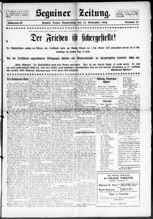 Seguiner Zeitung. (Seguin, Tex.), Vol. 28, No. 13, Ed. 1 Thursday, November 14, 1918
