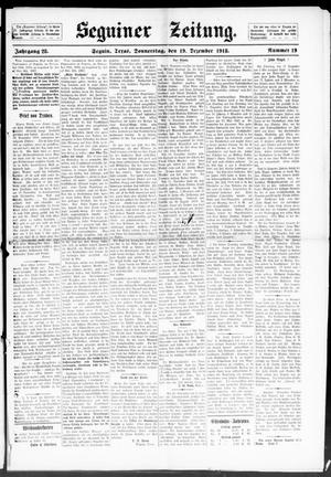 Seguiner Zeitung. (Seguin, Tex.), Vol. 28, No. 19, Ed. 1 Thursday, December 19, 1918