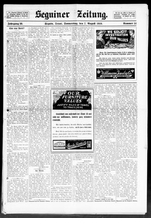 Seguiner Zeitung. (Seguin, Tex.), Vol. 28, No. 51, Ed. 1 Thursday, August 7, 1919