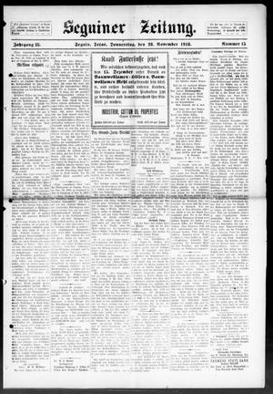 Seguiner Zeitung. (Seguin, Tex.), Vol. 28, No. 15, Ed. 1 Thursday, November 28, 1918
