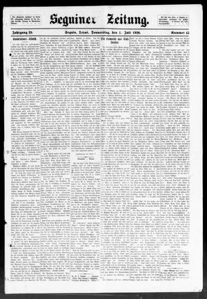 Seguiner Zeitung. (Seguin, Tex.), Vol. 29, No. 45, Ed. 1 Thursday, July 1, 1920