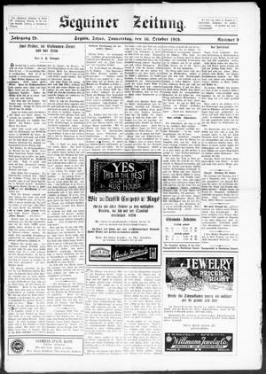 Seguiner Zeitung. (Seguin, Tex.), Vol. 29, No. 9, Ed. 1 Thursday, October 16, 1919