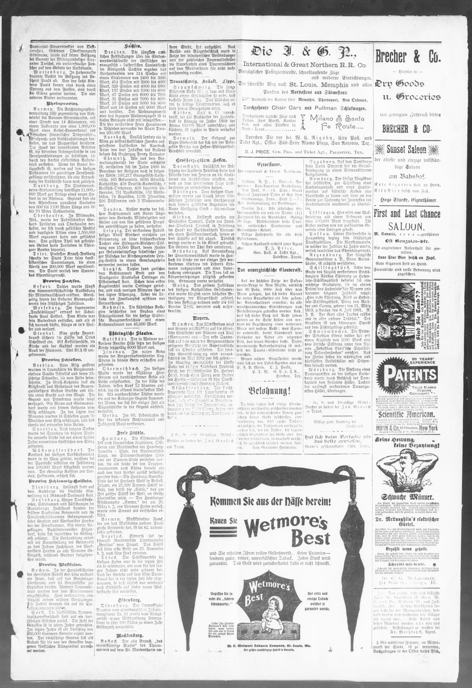 Seguin Zeitung. (Seguin, Tex.), Vol. 11, No. 5, Ed. 1 Thursday, September 5, 1901
                                                
                                                    [Sequence #]: 3 of 8
                                                