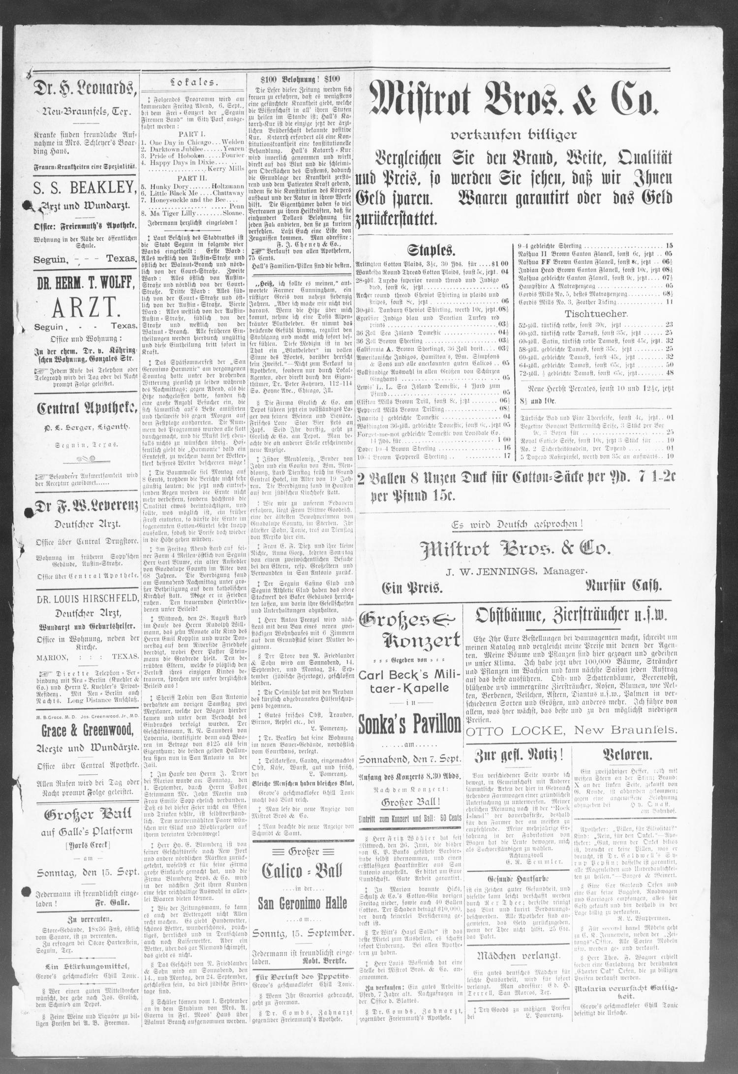 Seguin Zeitung. (Seguin, Tex.), Vol. 11, No. 5, Ed. 1 Thursday, September 5, 1901
                                                
                                                    [Sequence #]: 5 of 8
                                                
