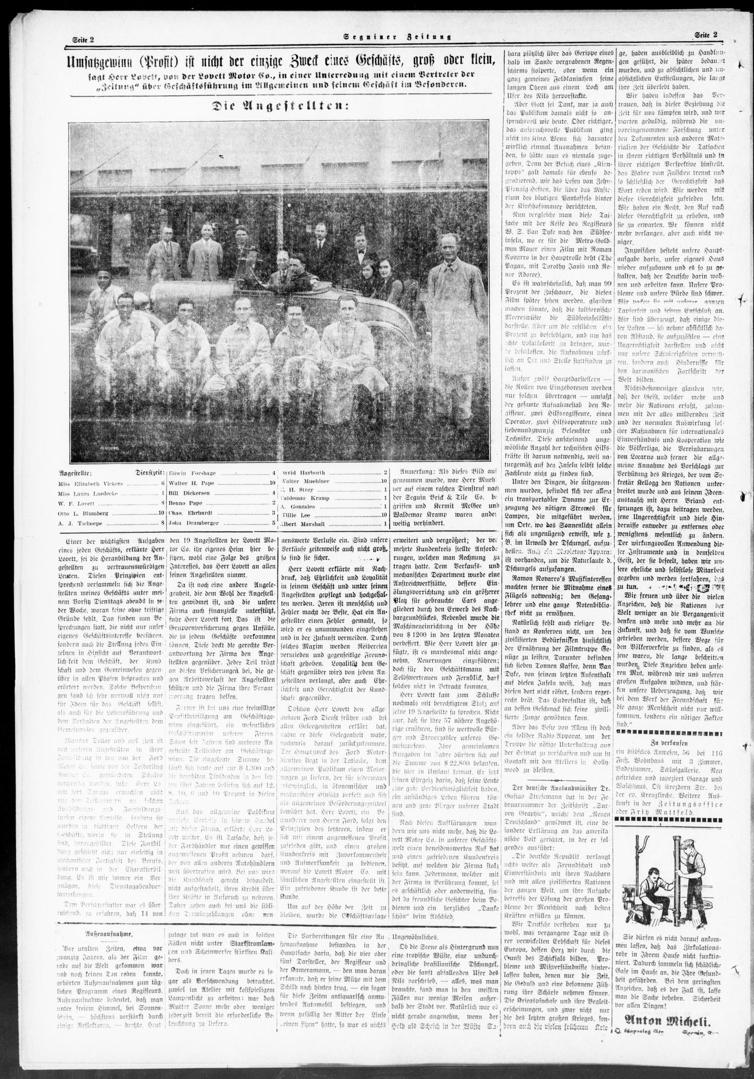 Seguiner Zeitung. (Seguin, Tex.), Vol. 38, No. 23, Ed. 1 Thursday, January 31, 1929
                                                
                                                    [Sequence #]: 2 of 8
                                                
