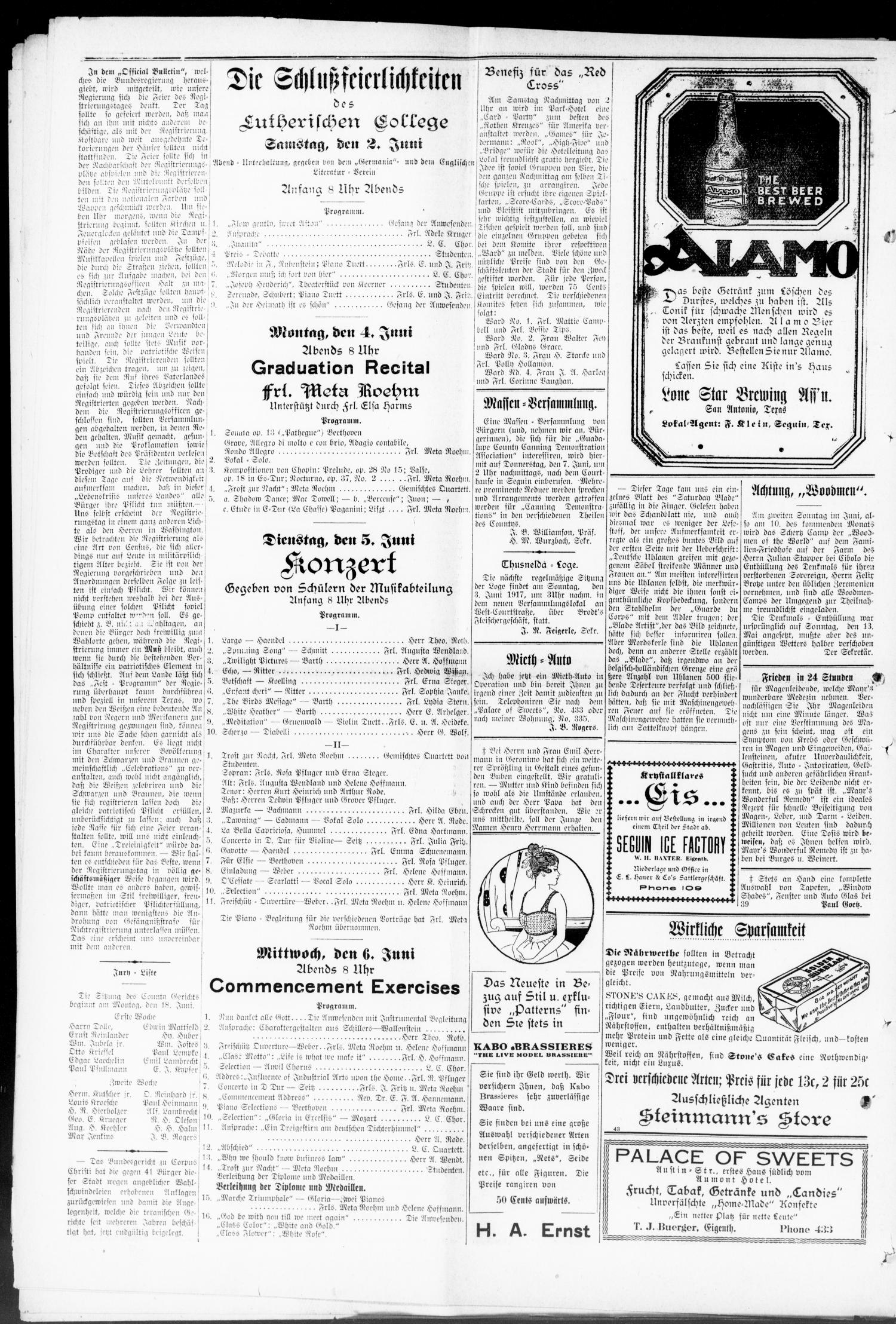 Seguiner Zeitung. (Seguin, Tex.), Vol. 26, No. 41, Ed. 1 Thursday, May 31, 1917
                                                
                                                    [Sequence #]: 4 of 8
                                                