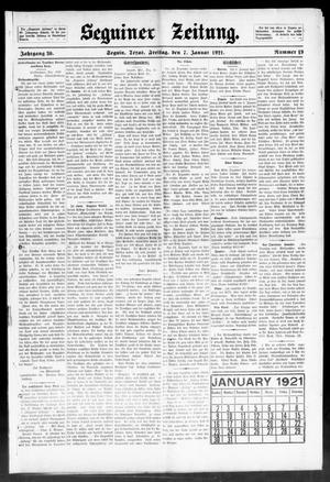 Seguiner Zeitung. (Seguin, Tex.), Vol. 30, No. 19, Ed. 1 Friday, January 7, 1921