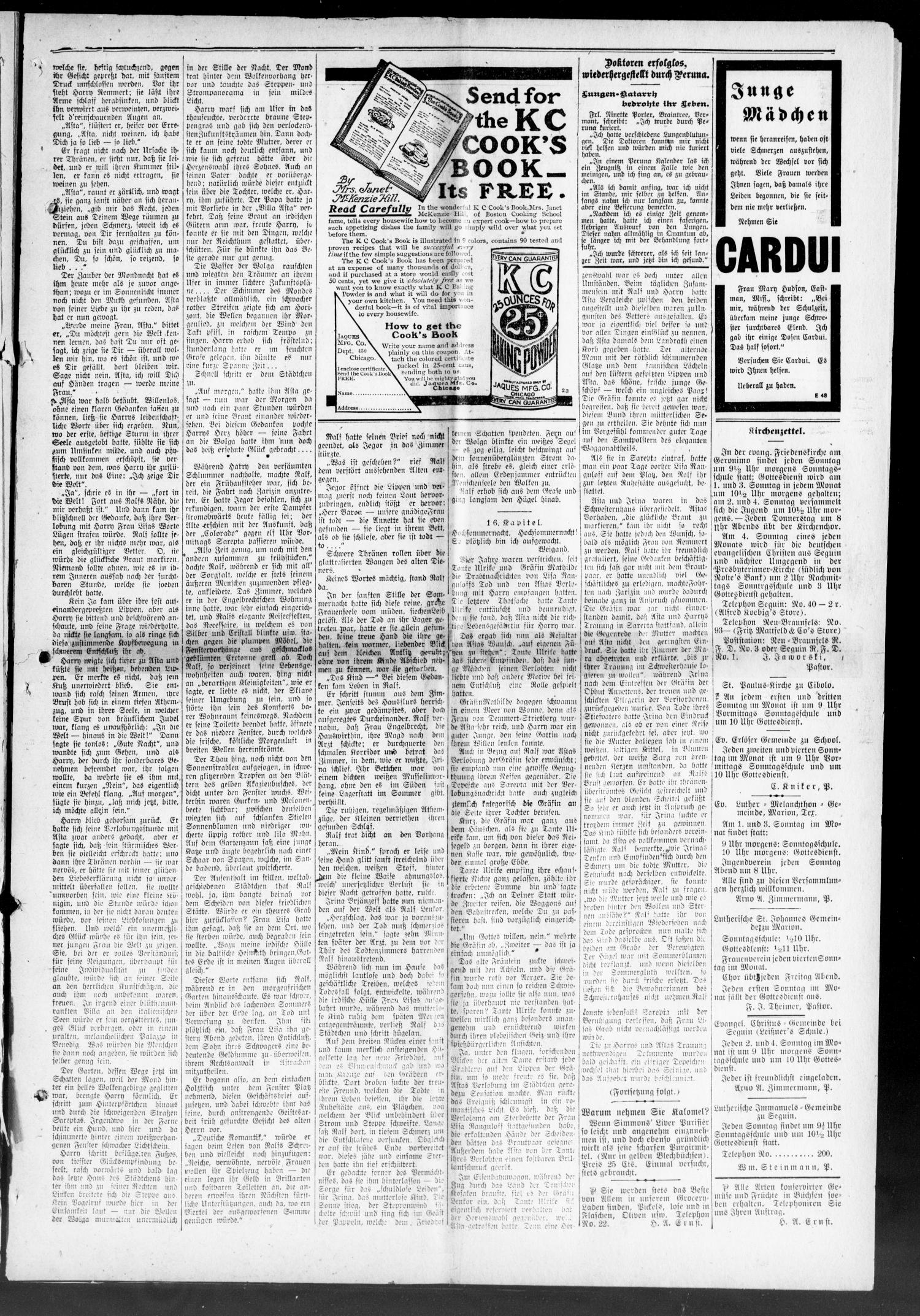 Seguiner Zeitung. (Seguin, Tex.), Vol. 21, No. 17, Ed. 1 Thursday, December 14, 1911
                                                
                                                    [Sequence #]: 9 of 10
                                                