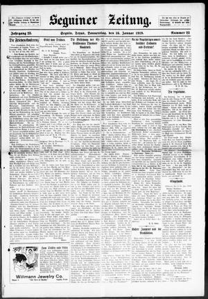 Seguiner Zeitung. (Seguin, Tex.), Vol. 28, No. 23, Ed. 1 Thursday, January 16, 1919