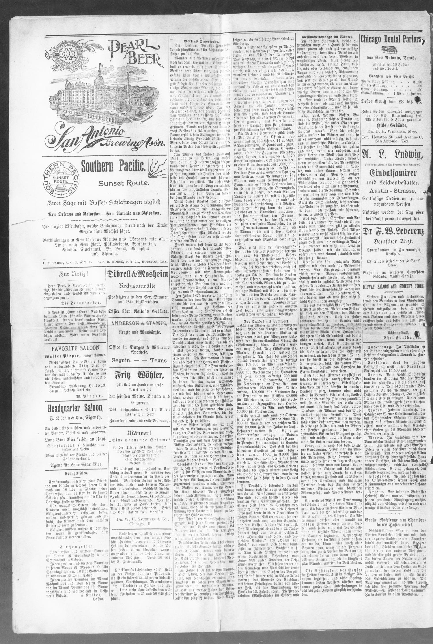 Seguin Zeitung. (Seguin, Tex.), Vol. 10, No. 29, Ed. 1 Thursday, February 21, 1901
                                                
                                                    [Sequence #]: 2 of 8
                                                