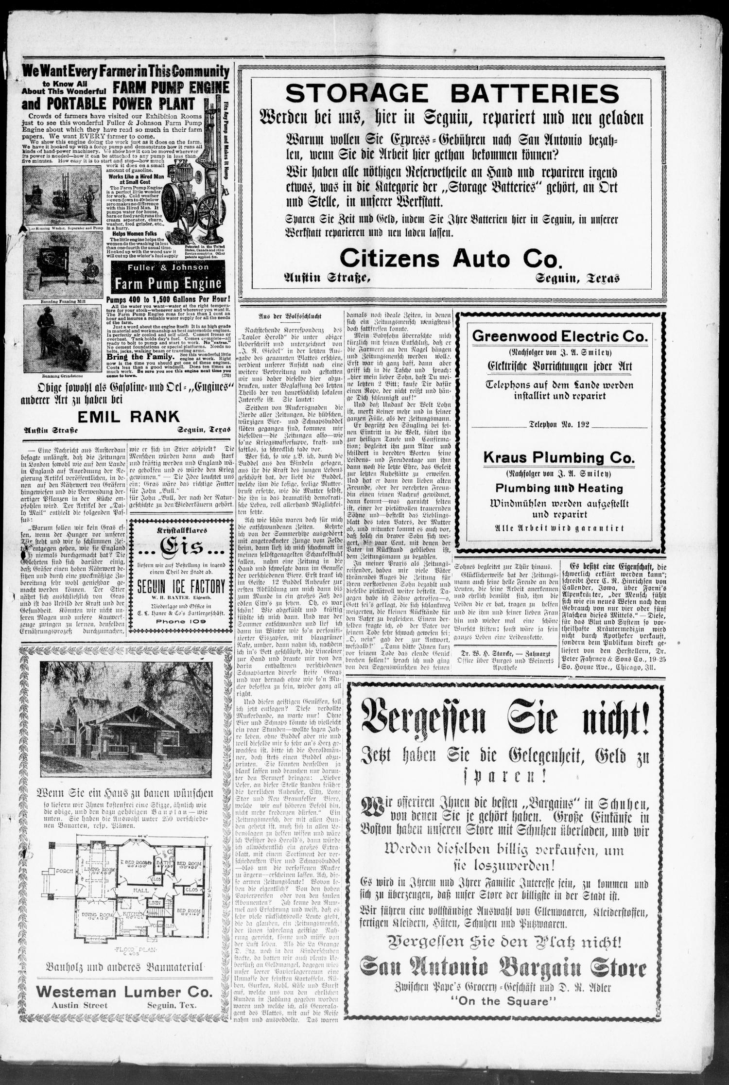Seguiner Zeitung. (Seguin, Tex.), Vol. 27, No. 1, Ed. 1 Thursday, August 23, 1917
                                                
                                                    [Sequence #]: 3 of 8
                                                