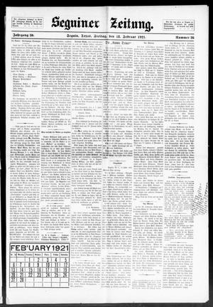Seguiner Zeitung. (Seguin, Tex.), Vol. 30, No. 26, Ed. 1 Friday, February 18, 1921