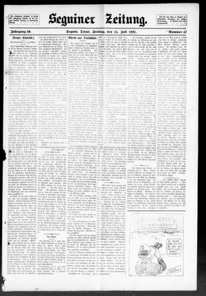 Seguiner Zeitung. (Seguin, Tex.), Vol. 30, No. 47, Ed. 1 Friday, July 15, 1921