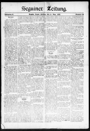 Seguiner Zeitung. (Seguin, Tex.), Vol. 31, No. 50, Ed. 1 Friday, August 11, 1922