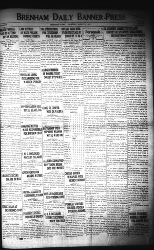 Primary view of object titled 'Brenham Daily Banner-Press (Brenham, Tex.), Vol. 38, No. 110, Ed. 1 Thursday, August 4, 1921'.
