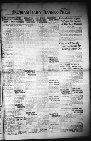 Brenham Daily Banner-Press (Brenham, Tex.), Vol. 36, No. 112, Ed. 1 Saturday, August 9, 1919