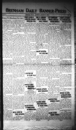Brenham Daily Banner-Press (Brenham, Tex.), Vol. 38, No. 244, Ed. 1 Tuesday, January 17, 1922