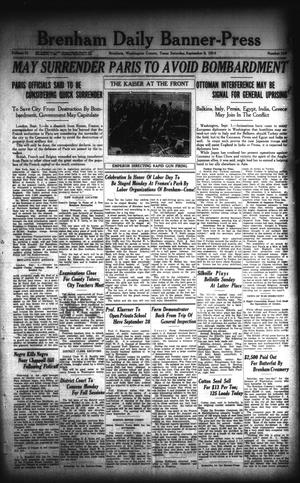 Primary view of object titled 'Brenham Daily Banner-Press (Brenham, Tex.), Vol. 31, No. 138, Ed. 1 Saturday, September 5, 1914'.