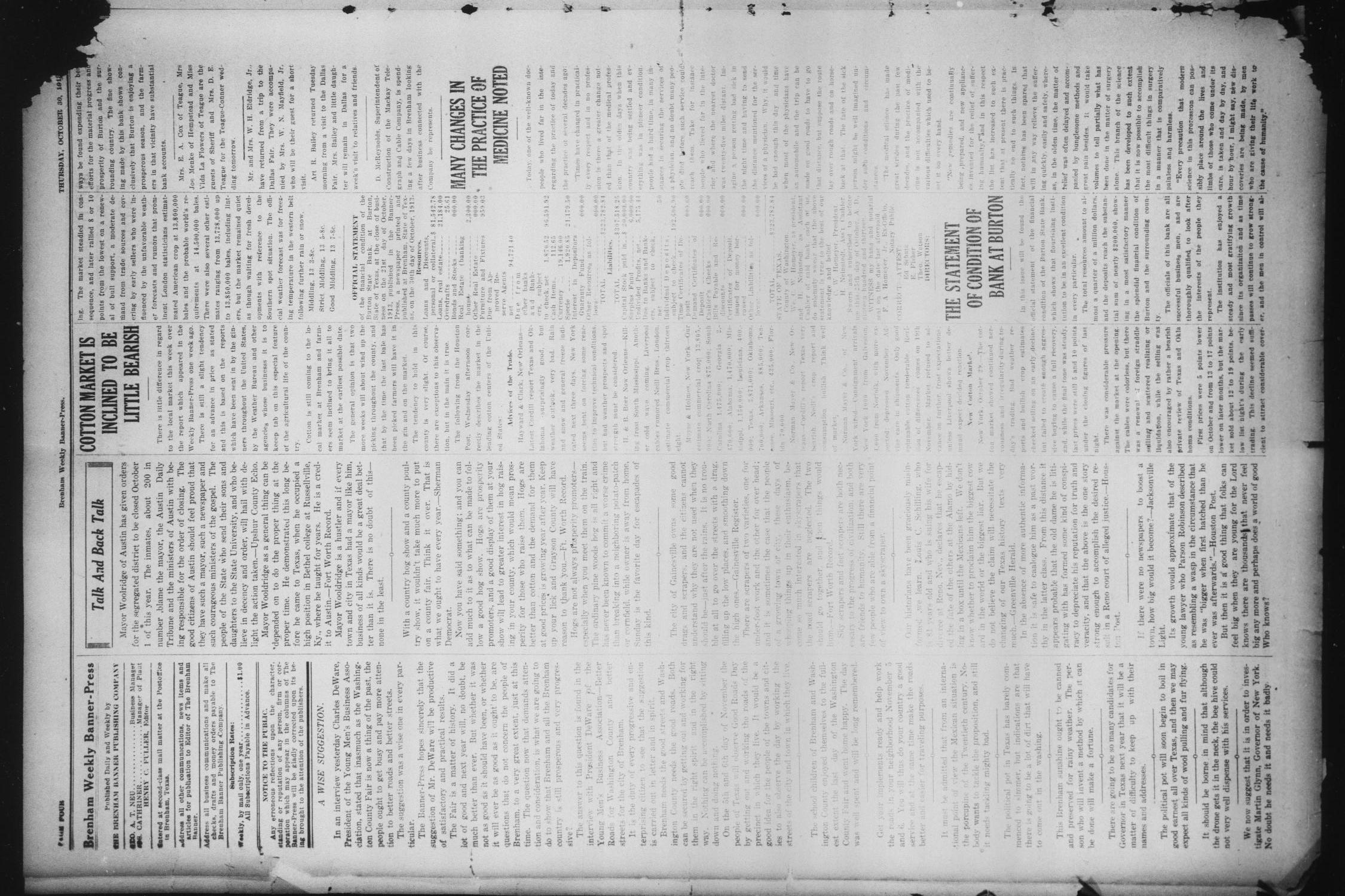 Brenham Weekly Banner-Press (Brenham, Tex.), Vol. 47, No. 40, Ed. 1 Thursday, October 30, 1913
                                                
                                                    [Sequence #]: 4 of 16
                                                