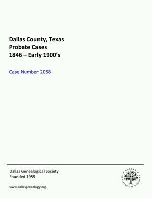 Dallas County Probate Case 2058: Hawes, Robert S. (Minor)