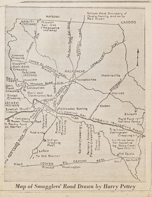 Map of Smugglers' Road Drawn by Harry Pettey