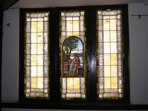 [Photograph of Stained Glass Windows in St. James Methodist Church]