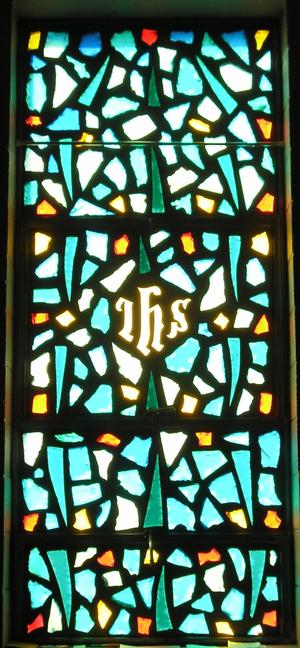 [Photograph of Stained Glass Window in Trinity Methodist Church]