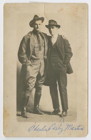 Primary view of object titled '[Photograph of Unidentified Man with Charles Early Martin]'.