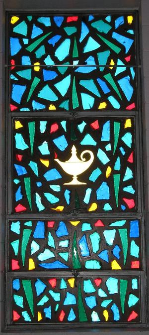 [Photograph of Stained Glass Window  in Trinity Methodist Church]