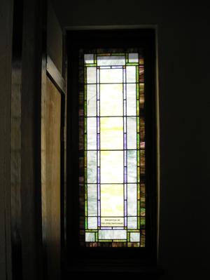 [Photograph of Stained Glass Window in St. James Methodist Church]