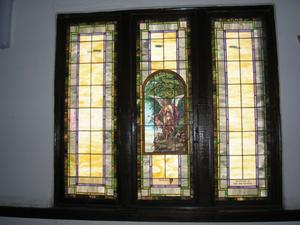 [Photograph of Stained Glass Windows in St. James Methodist Church]