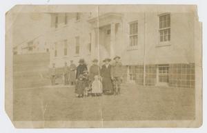 Primary view of object titled '[Photograph of People in Front of Remount Depot Hospital]'.